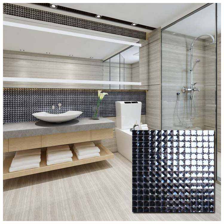 Silver Grey Polished Glass Mosaic Tile