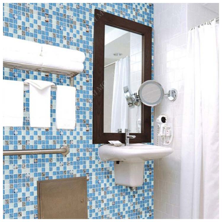 Blue Polished Glass Mosaic Tile