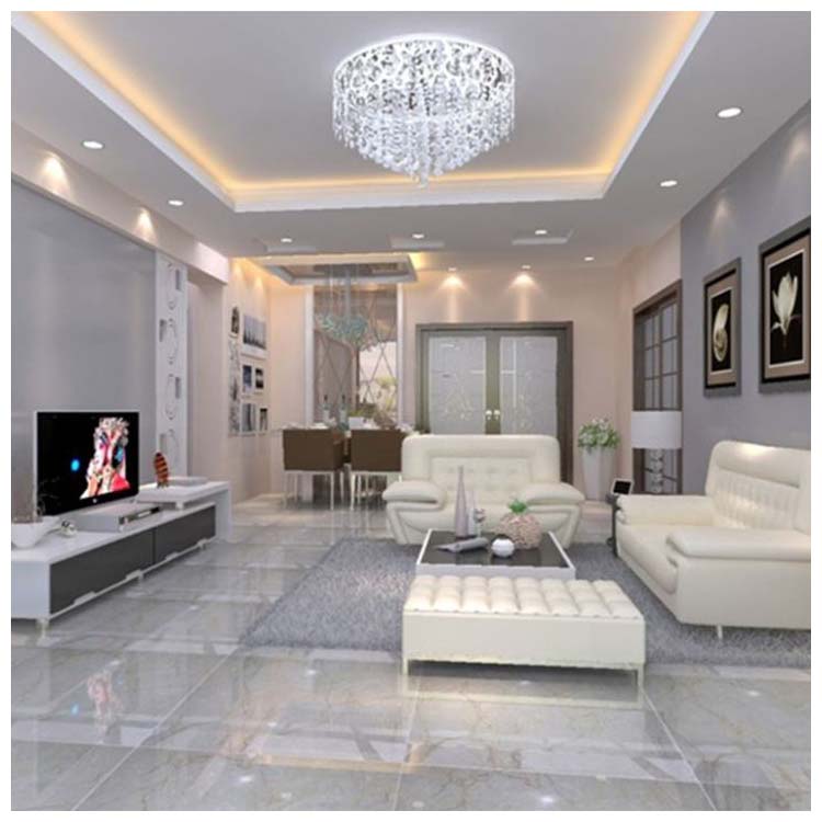Beige Polished Ceramic Floor Tiles Size, Wall Tiles For Living Room Interior
