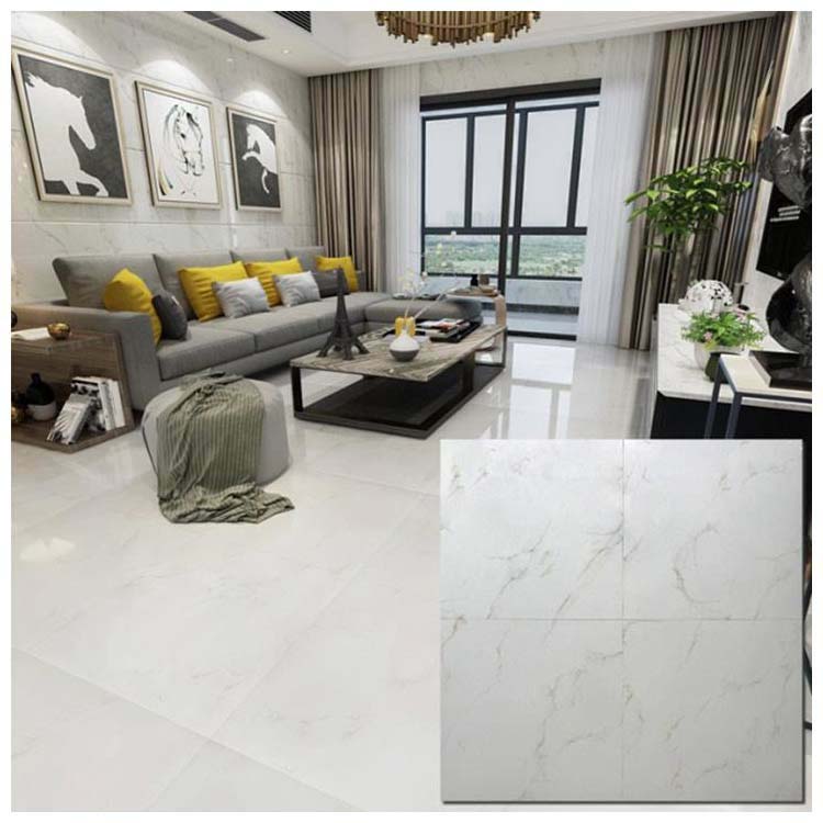 White Polished Ceramic Floor Tiles,Size: 600 x 600mm,Model: HB6248
