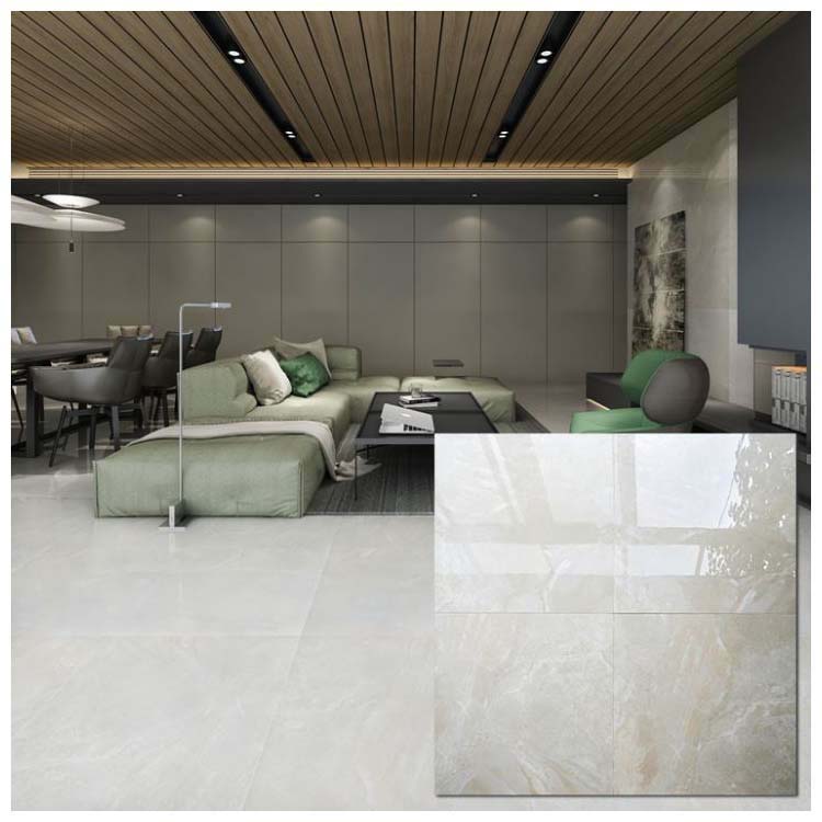 White Polished Ceramic Floor Tile