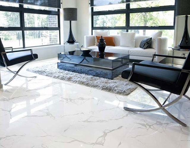 White Polished Ceramic Floor Tile