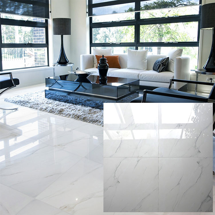 White Polished Ceramic Floor Tile