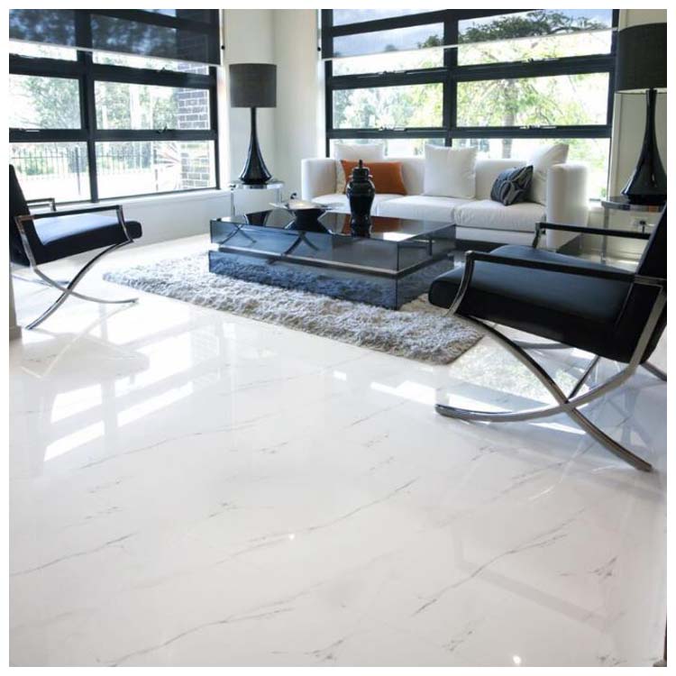 White Polished Ceramic Floor Tile