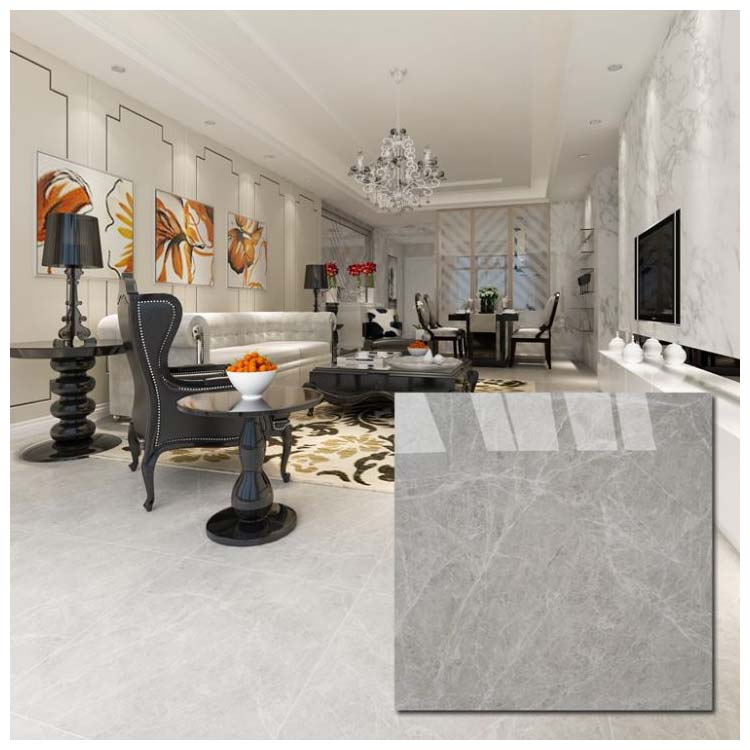 Grey Polished Porcelain Floor Tile