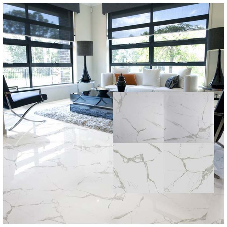 White Polished Ceramic Floor Tiles Size, White Shiny Floor Tiles