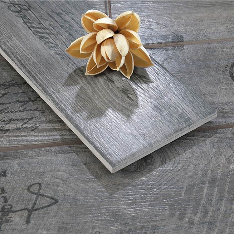 Dark Grey Glazed Ceramic Wood Tile