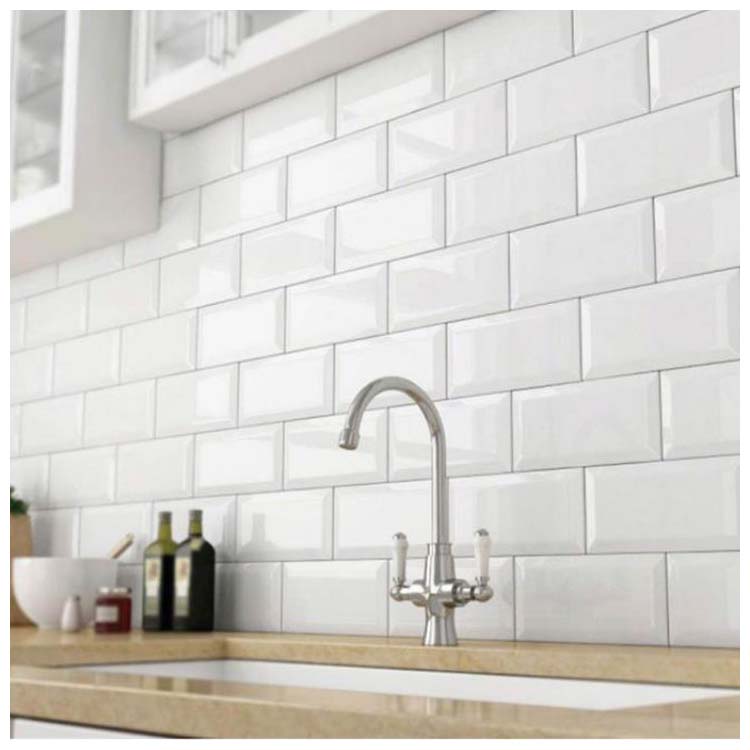 White Glazed Ceramic Wall Tiles,Size: 75 x 150mm,Model: HS-M751500P