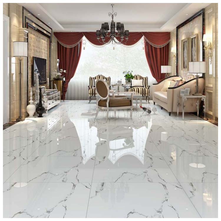 White Polished Ceramic Floor Tile