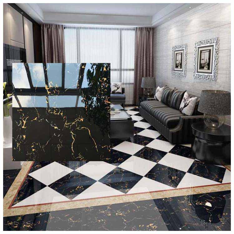 Black Polished Ceramic Floor Tile