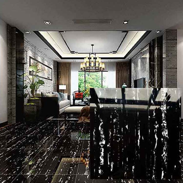 Black Polished Ceramic Floor Tile