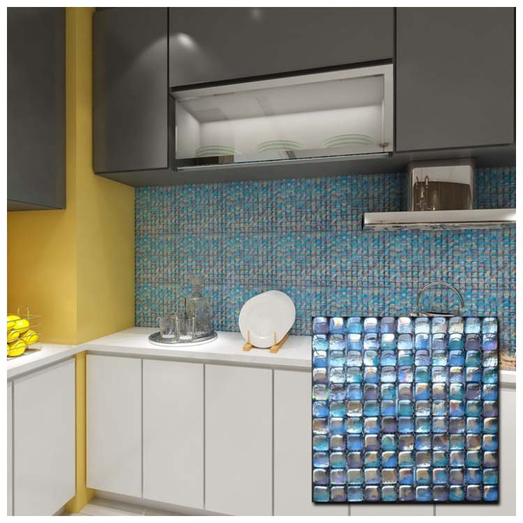 Blue Polished Glass Mosaic Tile
