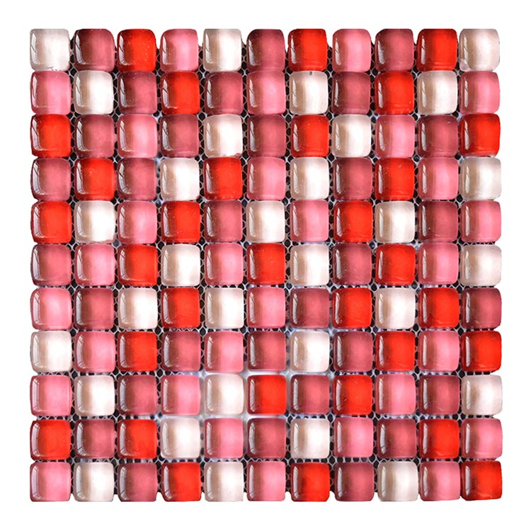 Pink Polished Glass Mosaic Tile