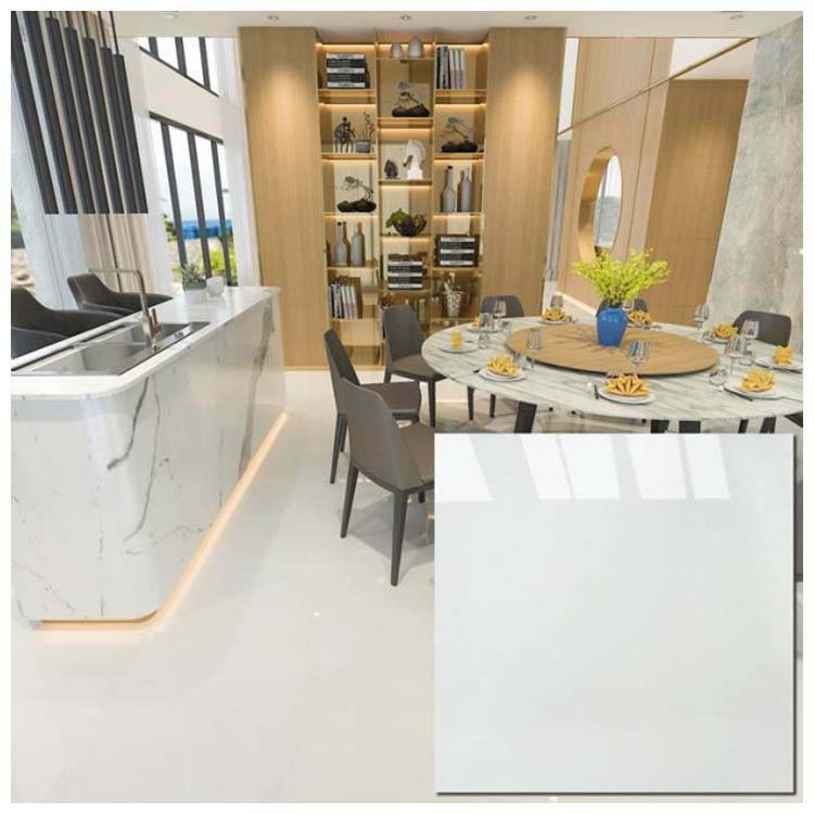 White Polished Ceramic Floor Tile