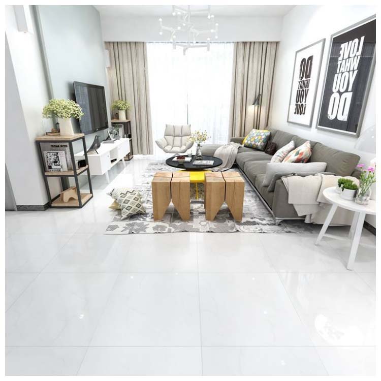 White Polished Ceramic Floor Tile