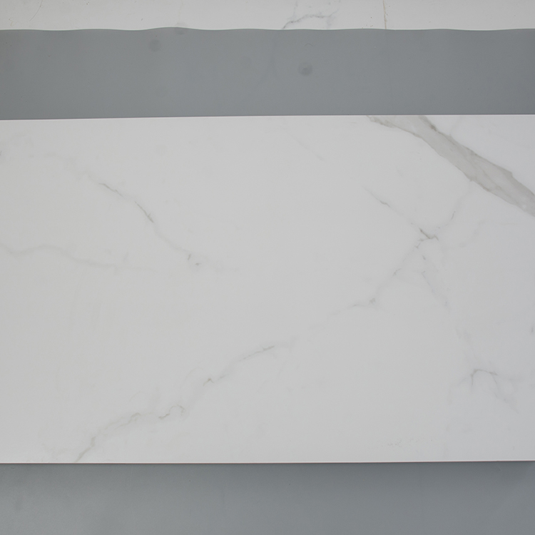 White Polished Marble Look Floor Tile