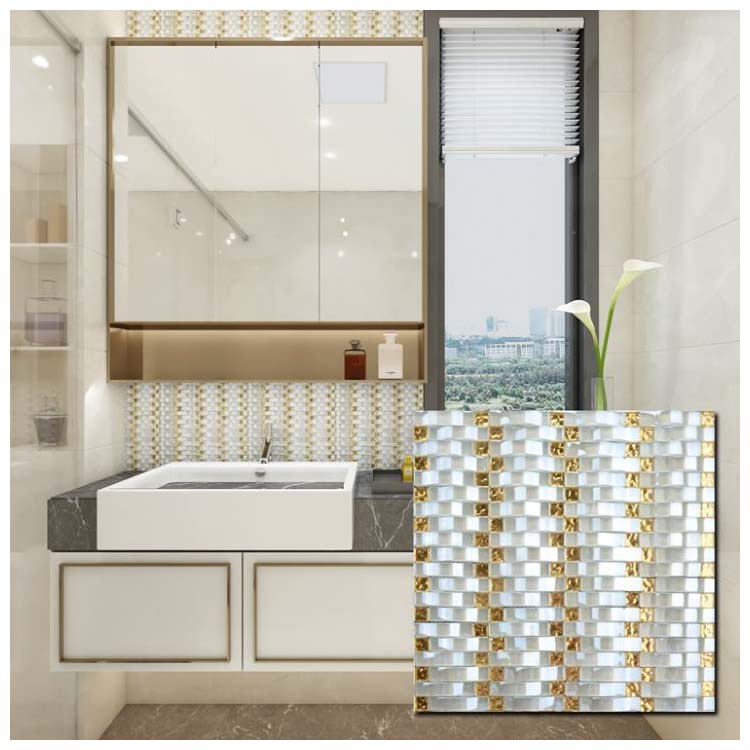 Gold Polished Glass Mosaic Tile