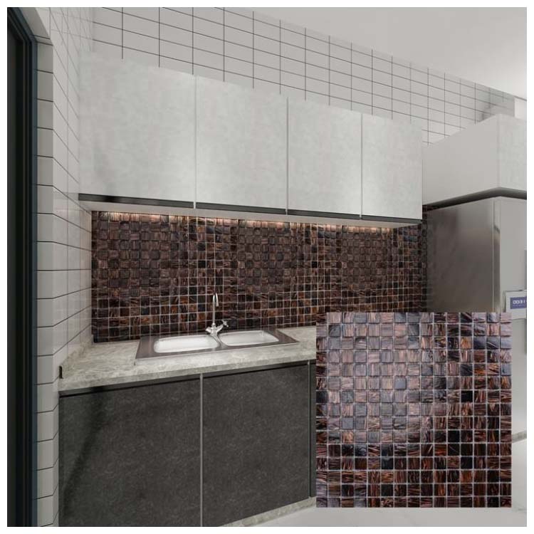 Brown Polished Glass Mosaic Tile