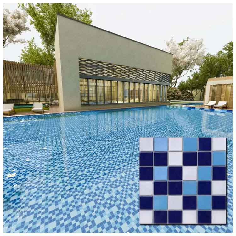 Blue Polished Ceramic Wall Tiles Size, Swimming Pool Tiles Pictures