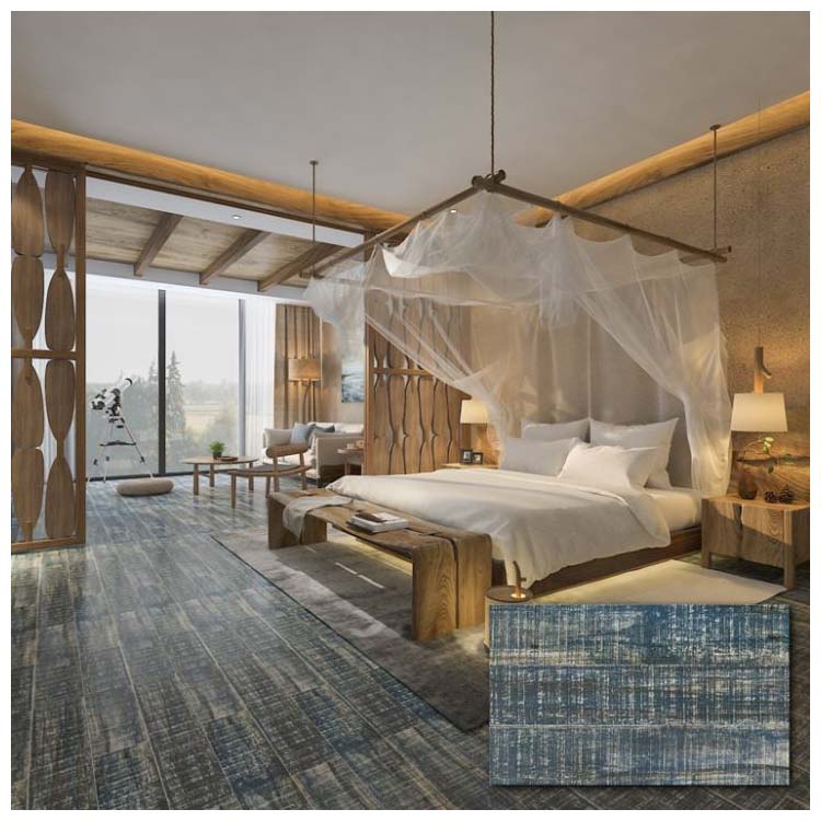 Blue Glazed Ceramic Wood Tile