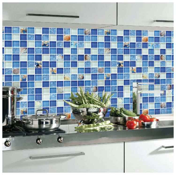 Blue Polished Glass Mosaic Tile