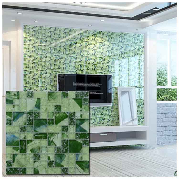 Green Polished Glass Mosaic Tile