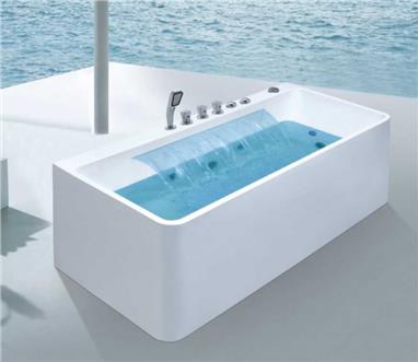 Hotel Art White Bathroom Customized Size 3 Side Skirt Massage Bathtub  HS-A9020