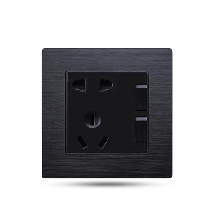 home decoration black aluminum wire drawing wall electric switch socket bangladesh  F71-HH-0014