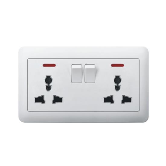 2 gang with neon socket and plug switch  HS-TT-0132