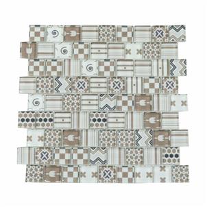 Beige Glazed Glass Mosaic Tile Customized Size HLM-1892