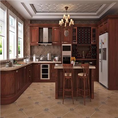 Wholesale price customized design ready to assemble european style america luxury furniture solid wood kitchen cabinets  HS-KC249