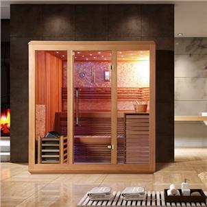 Luxury New Home 4 Person Dry Wood Sauna Room with Stone  HS-SR12223
