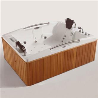 HS-B1578T freestanding solid surface acrylic wooden whirlpool bathtub  HS-B1578T