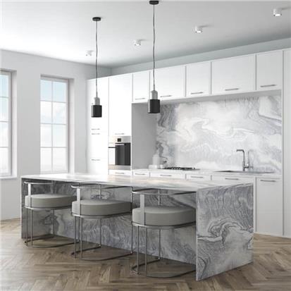 Full set laminated mdf wood board kitchens cabinet furniture design china custom modern white kitchen island cabinets  HS-KC70