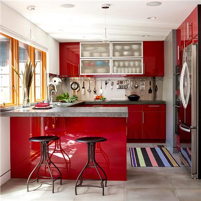 Modern glossy finish aluminium profile cabinets furniture desgin high gloss red lacquer metal aluminum kitchen cabinet for sale  HS-KC95
