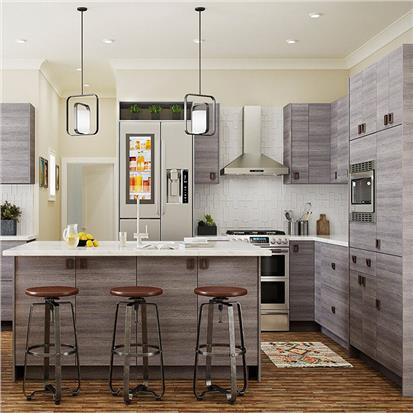 Modern pantry cupboard furniture house light gray mdf wood boards kitchen cabinet design  HS-KC159