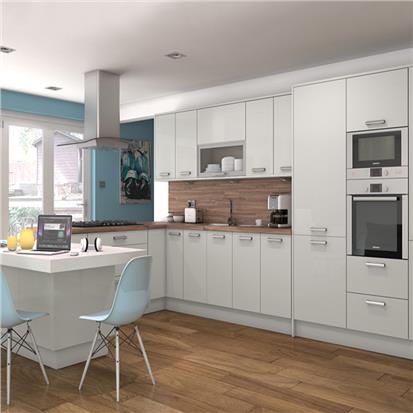 Free 3D customized cheap high gloss lacquer white flat panel modern designs modular wood kitchen cabinet  HS-KC191