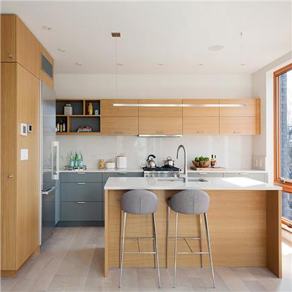 Factory price house simple kitchen cabinet design latest modern melamine finish mdf wood kitchen cabinets  HS-KC152