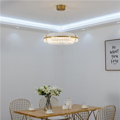 Hanse Clear Crystal Annular Brass Pendant Light  HS6024 long