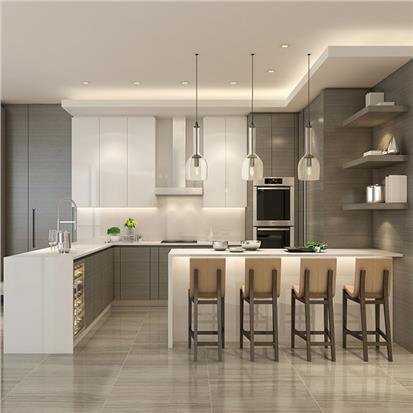 Modern wood complete kitchen particleboard units cabinets designs frameless plywood carcase kitchen cabinet furniture  HS-KC48