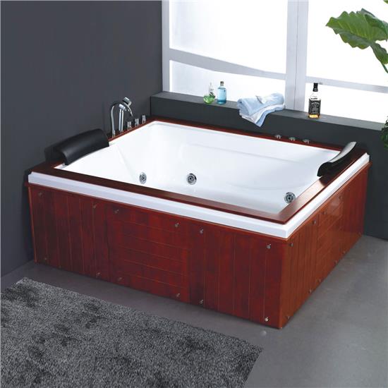 HS-B283 double whirlpool tubs/ wooden frame bathtub/ whirlpool 180x150  HS-B283