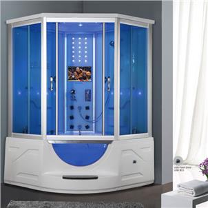 with FM Radio Leisure Blue Glass Steam Shower Cabin Whirlpool  HS-SR0332