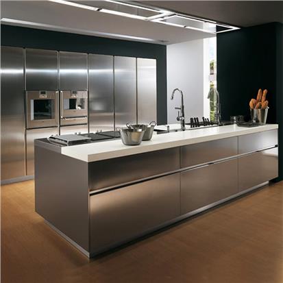 High quality restaurant ss cabinets furniture design customize water proofing silver stainless steel metal kitchen cabinet set  HS-KC125