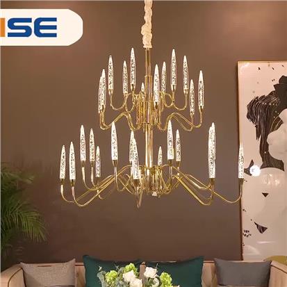 Hanse Stainless Steel Titanium Gold Acid Blue Crystal Glass Rod Chandelier  HS176-600 acid blue