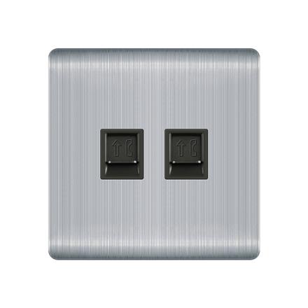 Stainless steel gray 2 way telephone wall socket  Q1 2 way telephone socket