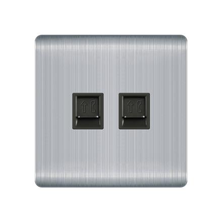 Stainless steel gray 2 way telephone wall socket  Q1 2 way telephone socket