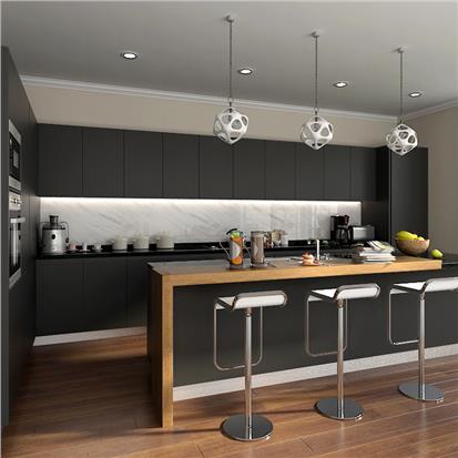 HANSE factory customized design modern customized black lacquer finish rta modular wood kitchen cabinet  HS-KC253