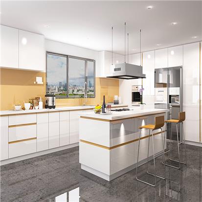 Foshan factory modern cabinet furniture luxury high gloss lacquer unit kitchen cabinets  HS-KC108