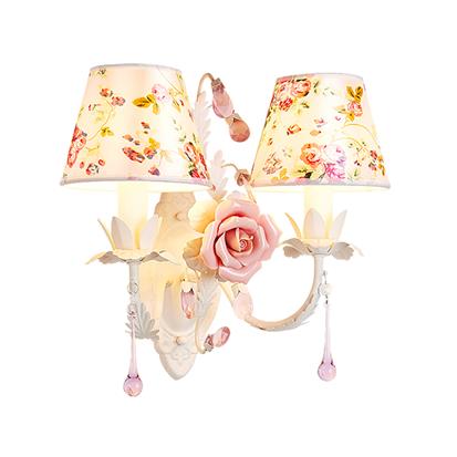 Ceramic Flower Iron Single Head Bedside Modern Living Room Wall Lamps  HS-ART0416-2