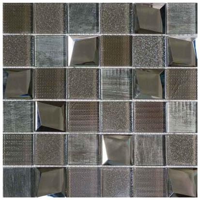 Dark Grey Polished Glass Mosaic Tile 300 x 300mm AB-003